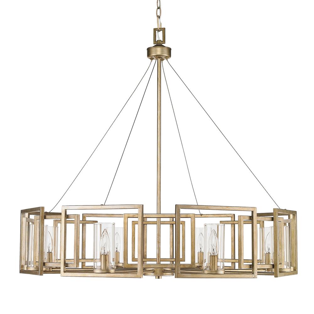 Golden Lighting 6068-8 WG Marco WG 8 Light Chandelier in the White Gold finish with Clear Glass